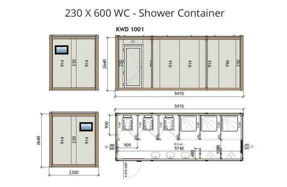 KW6 230X600 WC Suihku  Kontti