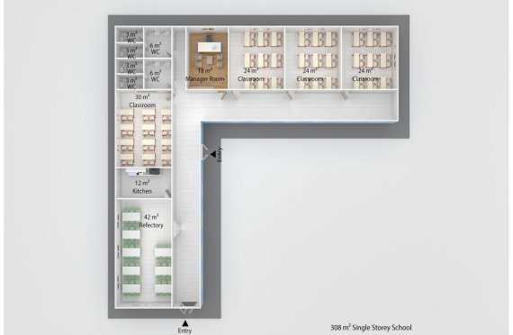 Kannettava Luokkahuone 308 m²